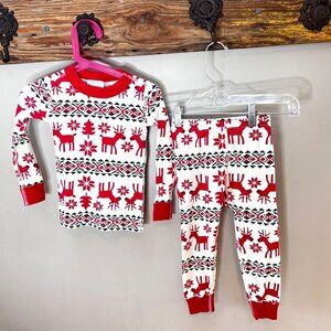Hanna Andersson Holiday Reindeer Print Two-Piece‎ Pajamas- Size 90 / 3T